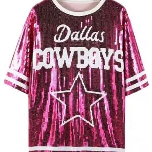 NFL Dallas Cowboys Dark Pink Sequin Short Sleeve Jersey